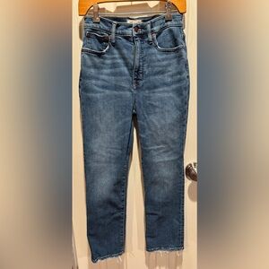 Madewell Slim Demi Boot Medium Wash Frayed Hem Jeans size 26